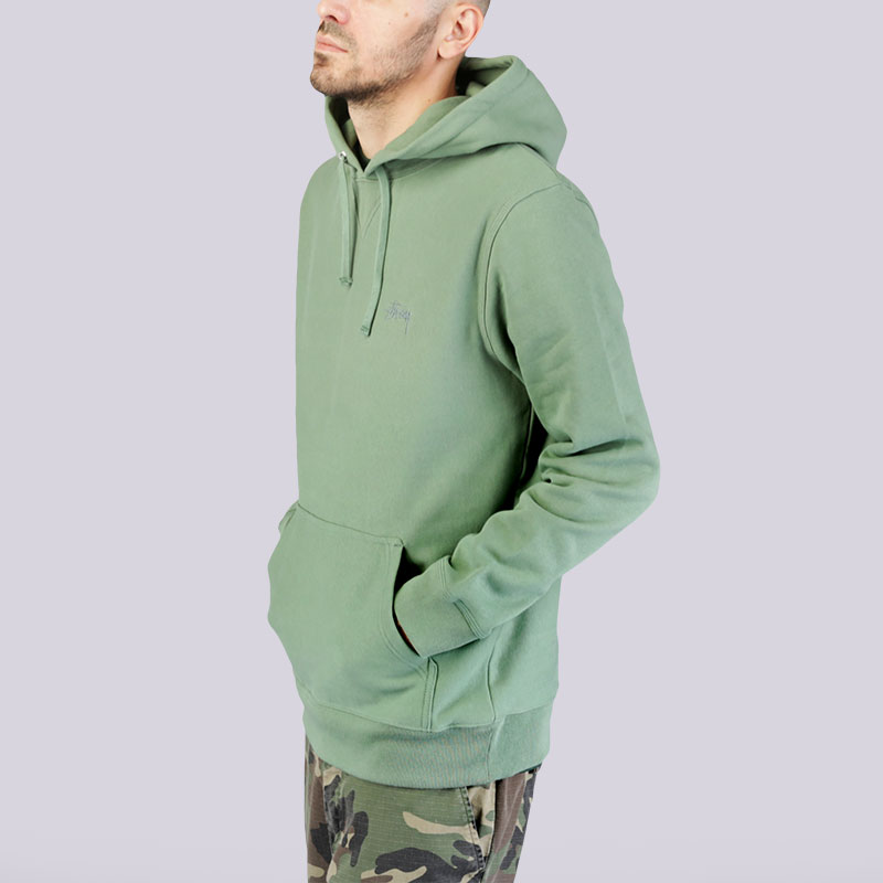 мужская зеленая толстовка Stussy Stock Logo Hood 118242-Green - цена, описание, фото 2