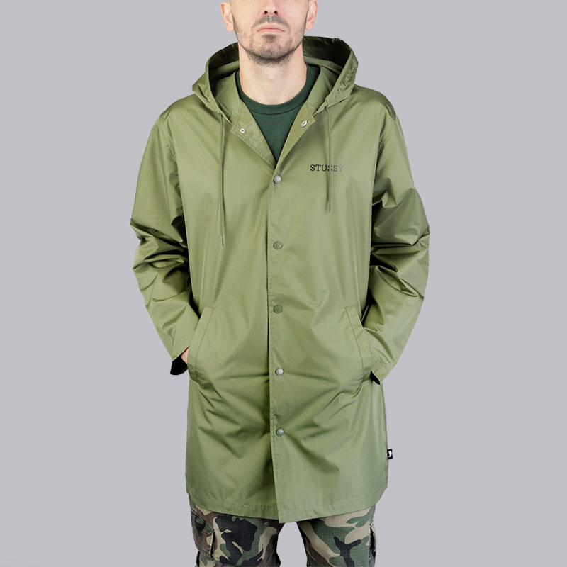 мужская зеленая куртка Stussy Tony Long Hooded Coach Jacket 115352-olive - цена, описание, фото 1