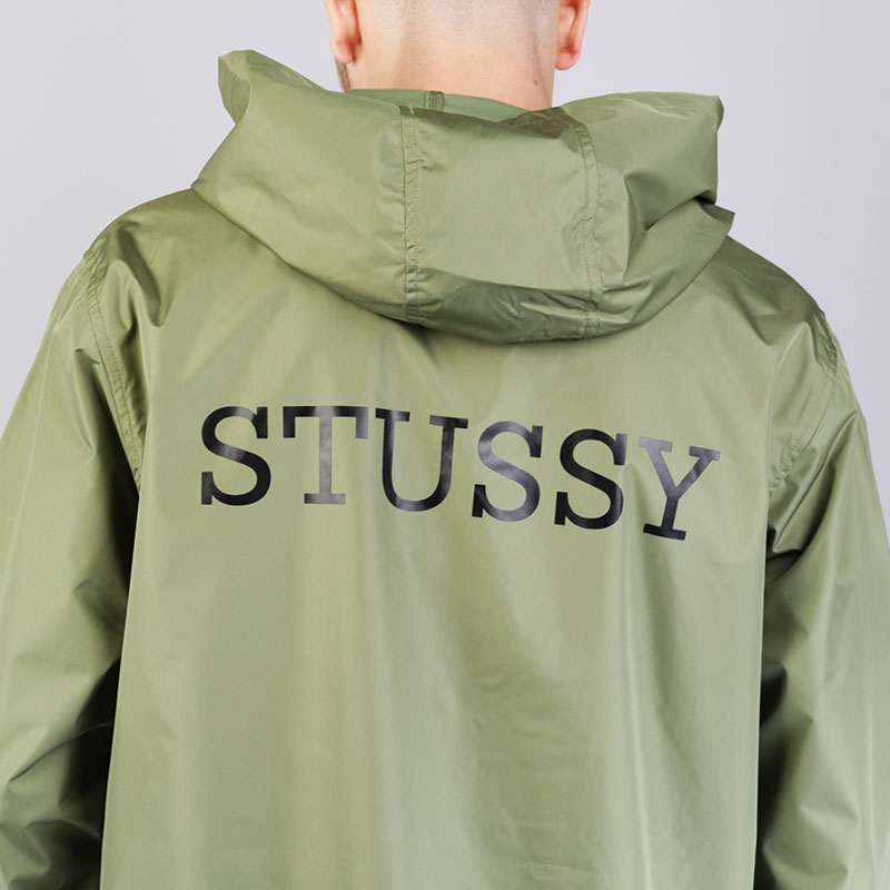 мужская зеленая куртка Stussy Tony Long Hooded Coach Jacket 115352-olive - цена, описание, фото 4