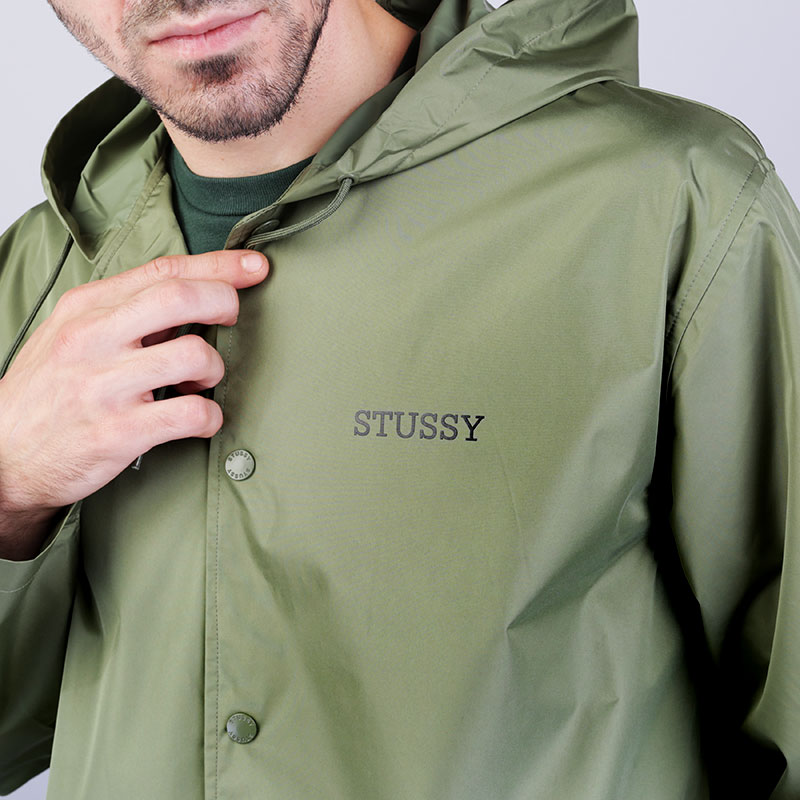 мужская зеленая куртка Stussy Tony Long Hooded Coach Jacket 115352-olive - цена, описание, фото 5