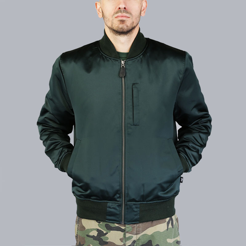 мужская зеленая куртка Stussy Emory Satin Bomber 115357-Forest - цена, описание, фото 2