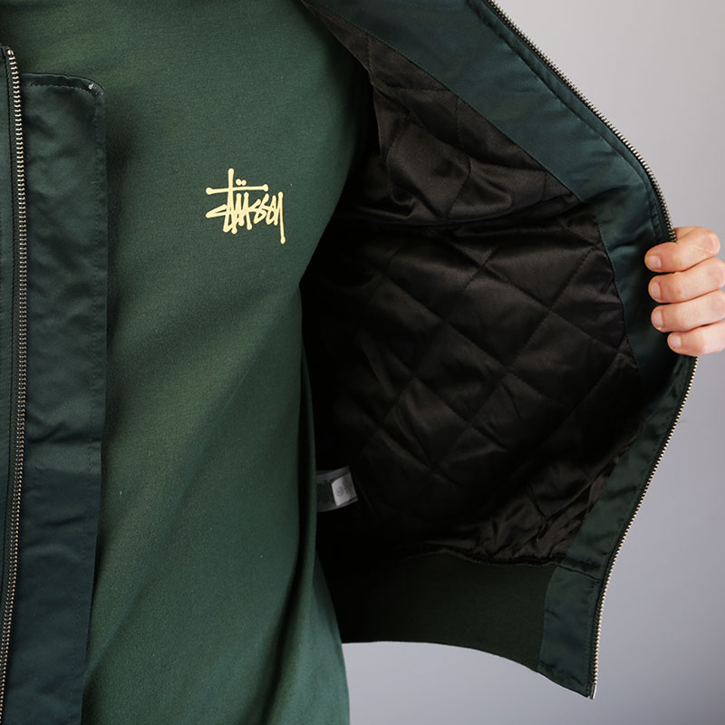 мужская зеленая куртка Stussy Emory Satin Bomber 115357-Forest - цена, описание, фото 4
