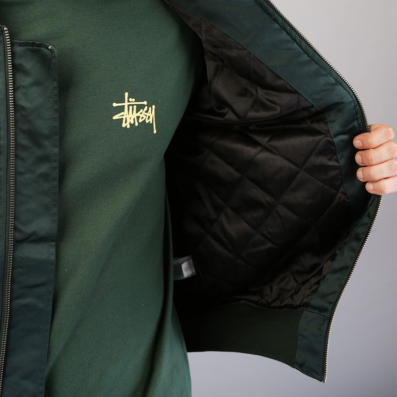 Мужская куртка Stussy Emory Satin Bomber (115357-Forest)  - цена, описание, фото 4