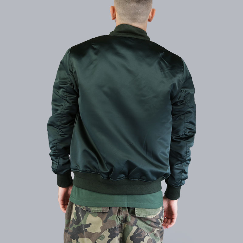Мужская куртка Stussy Emory Satin Bomber (115357-Forest)  - цена, описание, фото 5