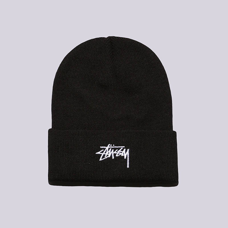  черная шапка Stussy Stock FA17 Cuff 132851-Black - цена, описание, фото 1