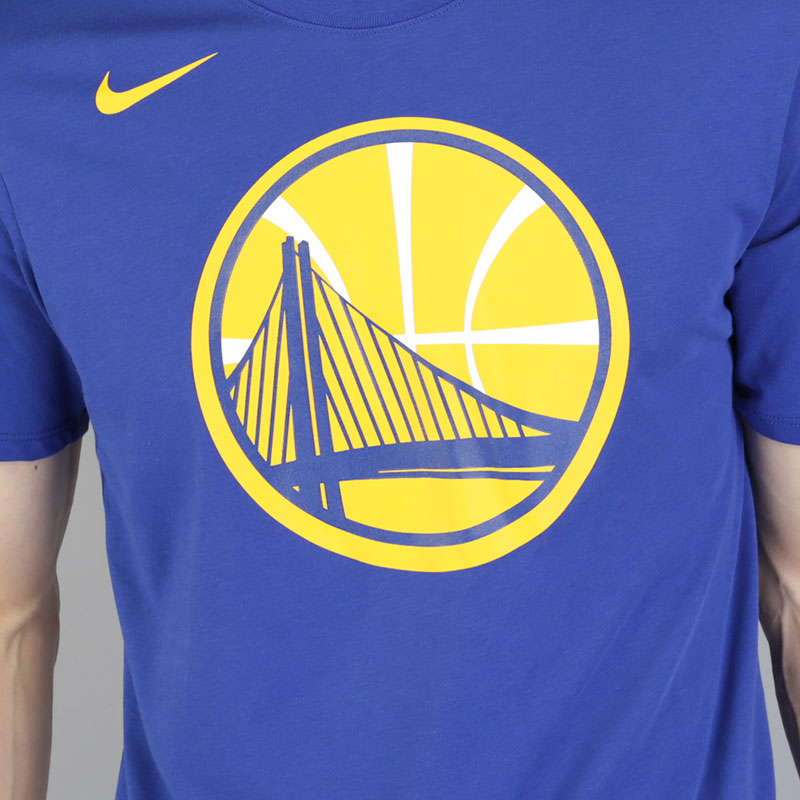 мужская синяя футболка Nike NBA Golden State Warriors Dry Logo 870506-495 - цена, описание, фото 3