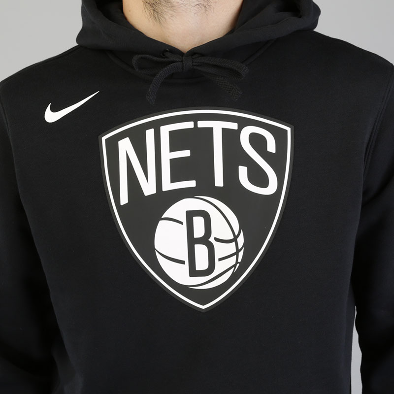 мужская черная толстовка Nike Brooklyn NETS Hoodie Club Logo 881113-010 - цена, описание, фото 4