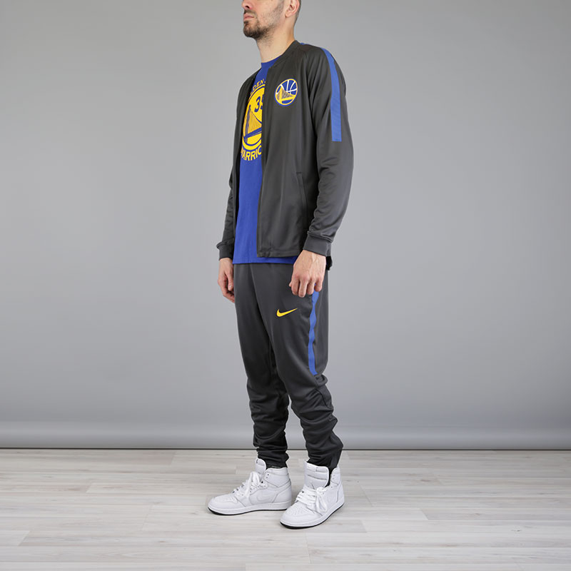 мужской серый спортивный костюм Nike GSW Dry NBA Track Suit 923082-060 - цена, описание, фото 2