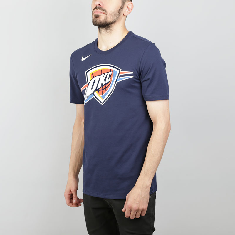 мужская синяя футболка Nike NBA Oklahoma City Thunder Dri-Fit Tee 870528-419 - цена, описание, фото 3