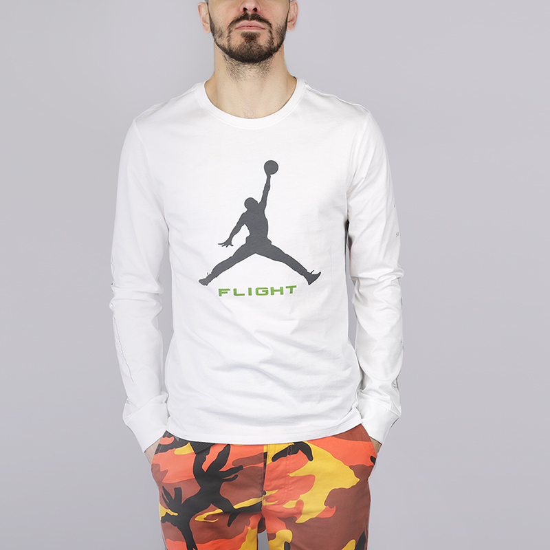 

Лонгслив Jordan Long Sleeve Top With Arm Print In White, Белый
