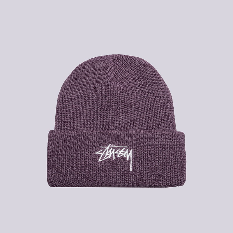  сиреневая шапка Stussy Stock HO17 Cuff Beanie 132858-lavender - цена, описание, фото 1