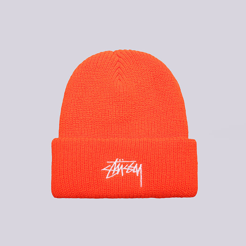  оранжевая шапка Stussy Stock HO17 Cuff Beanie 132858-orange - цена, описание, фото 1