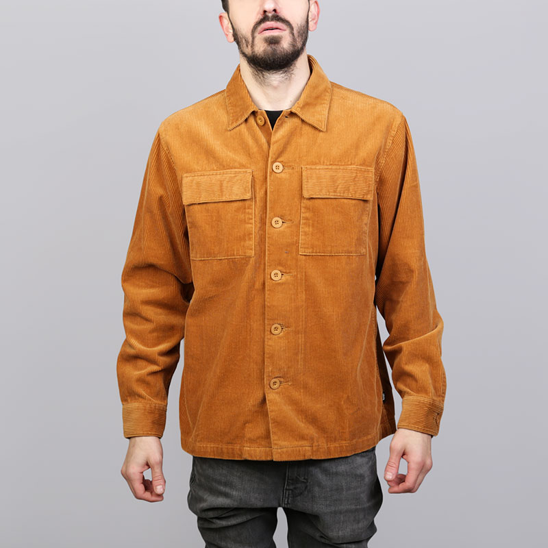 мужская коричневая рубашка Stussy Wide Cord Shirt 111951-golden brown - цена, описание, фото 1