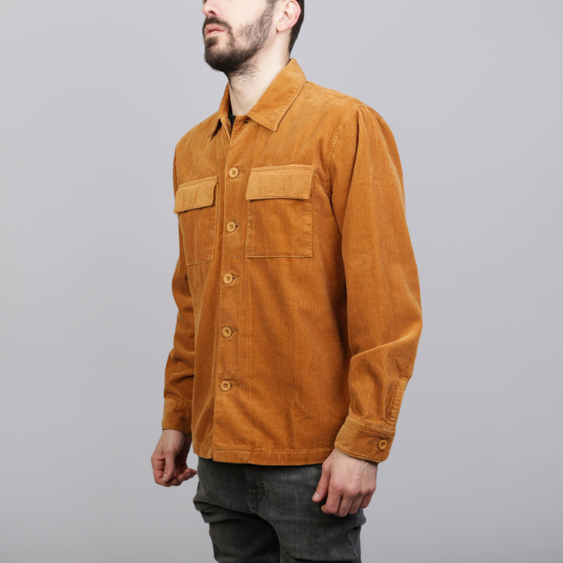 мужская коричневая рубашка Stussy Wide Cord Shirt 111951-golden brown - цена, описание, фото 2