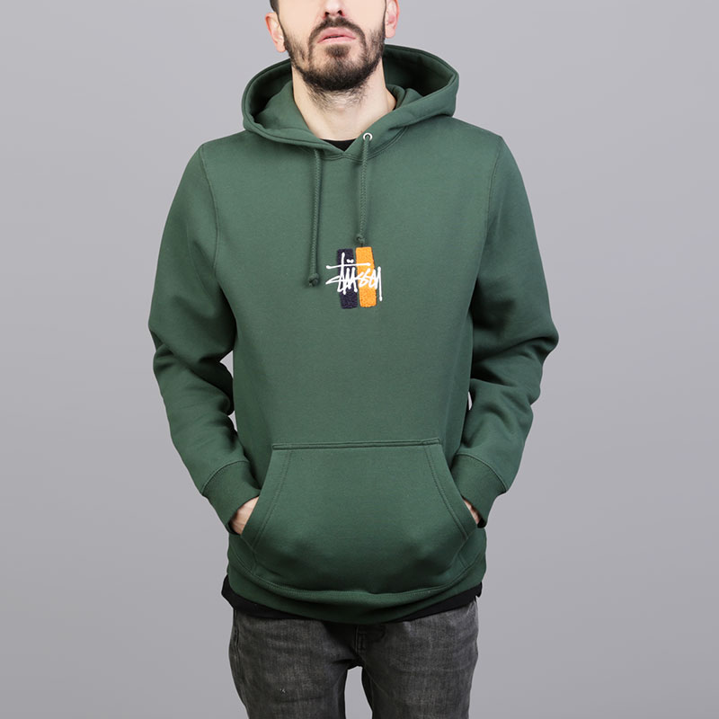 мужская зеленая толстовка Stussy Bars Logo App. Hood 118266-d forest - цена, описание, фото 1