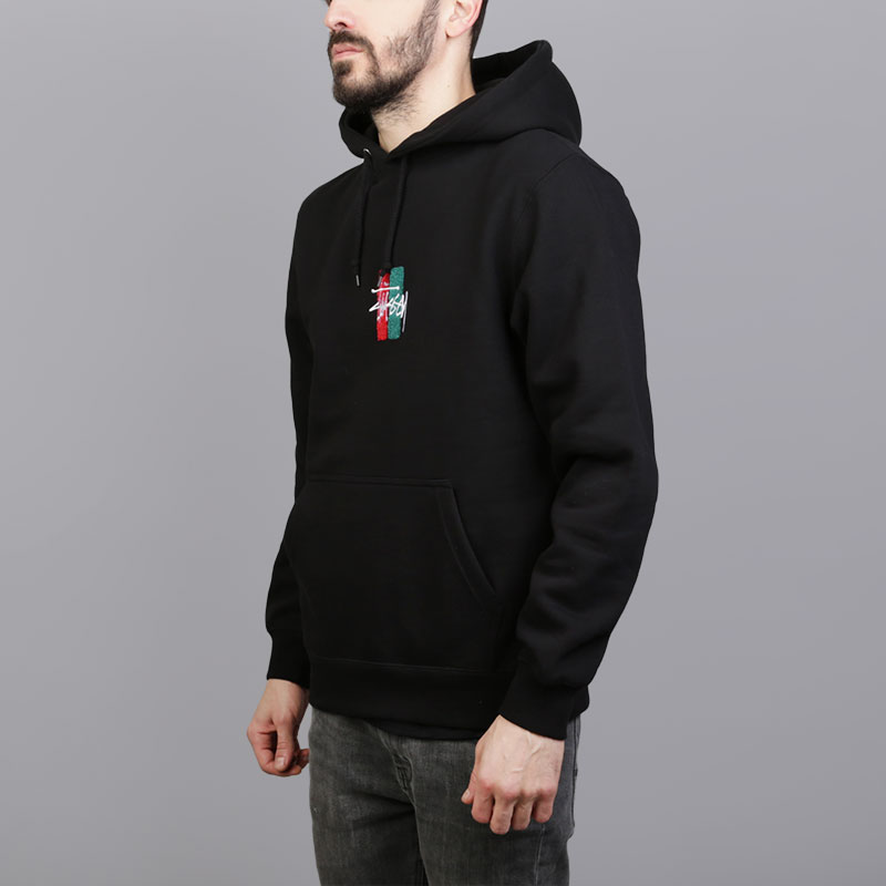 мужская черная толстовка Stussy Bars Logo App. Hood 118266-black - цена, описание, фото 1