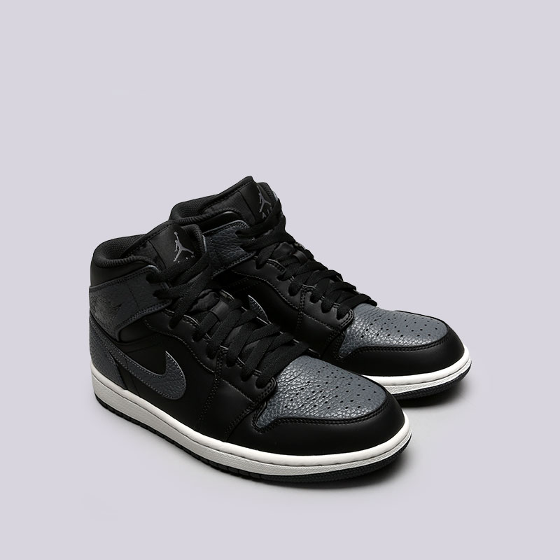 мужские черные кроссовки Jordan 1 Mid 554724-041 - цена, описание, фото 3
