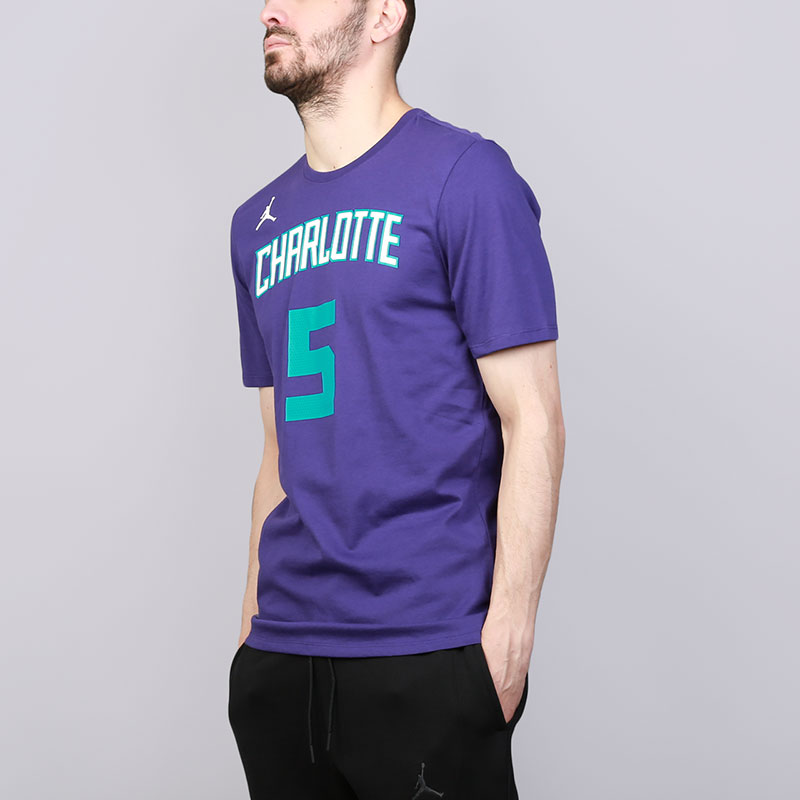 мужская фиолетовая футболка Jordan NBA Charlotte Hornets Nicolas Batum 870762-566 - цена, описание, фото 3