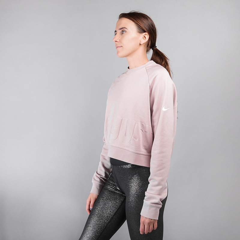 женская розовая толстовка Nike Longsleeve Training Sweatshirt 889201-684 - цена, описание, фото 3