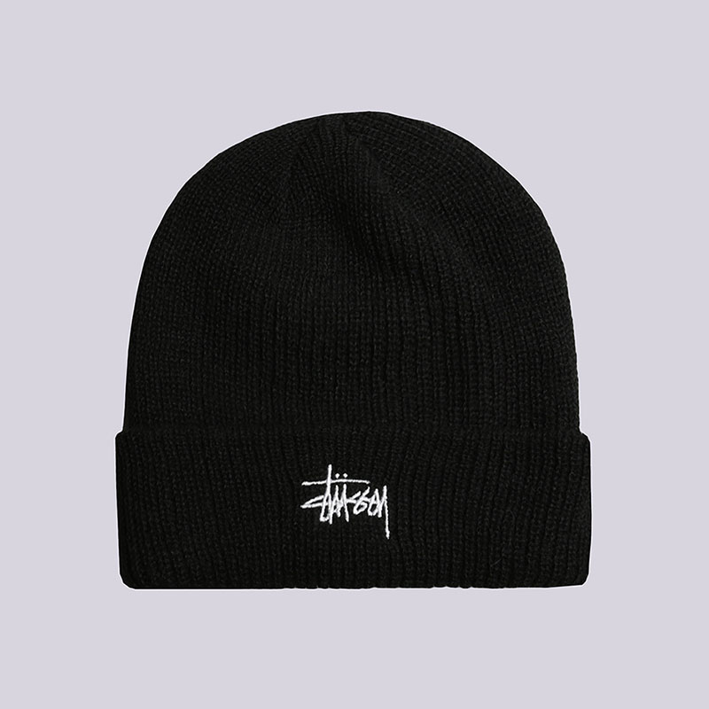  черная шапка Stussy Basic Cuff Beanie 132878-black - цена, описание, фото 1