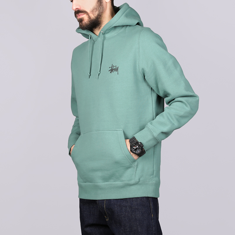 мужская зеленая толстовка Stussy Basic Stussy Hood 1924181-sage - цена, описание, фото 1