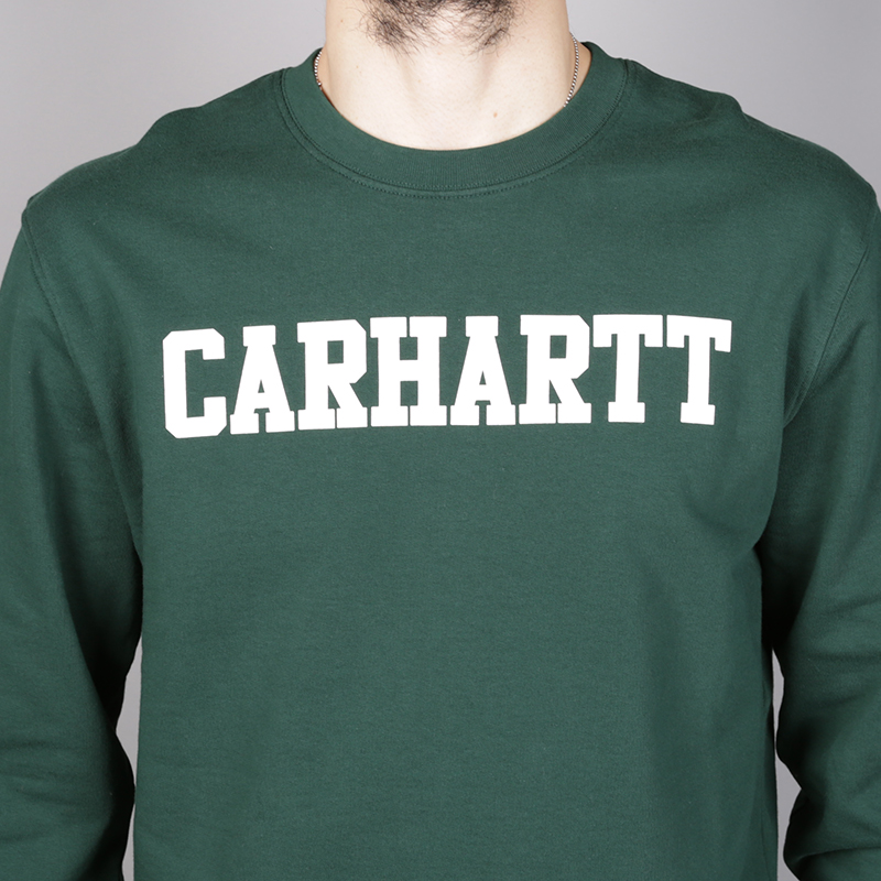 мужская зеленая толстовка Carhartt WIP College Sweat i024668-tsmna/wht - цена, описание, фото 3