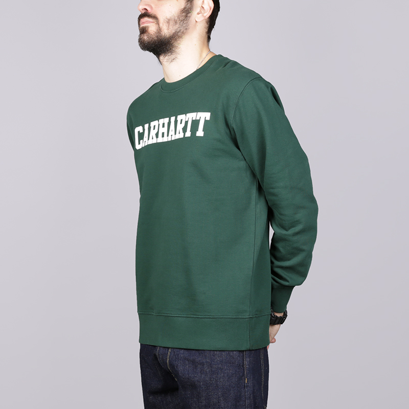 мужская зеленая толстовка Carhartt WIP College Sweat i024668-tsmna/wht - цена, описание, фото 1