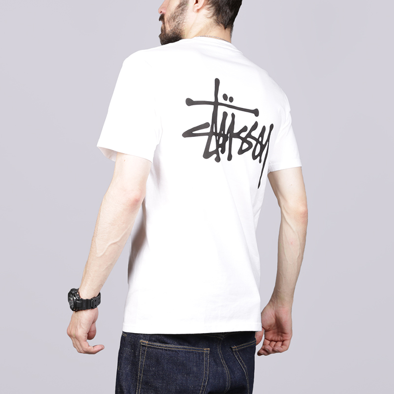 мужская белая футболка Stussy Basic Stussy Tee 1904181-white - цена, описание, фото 3