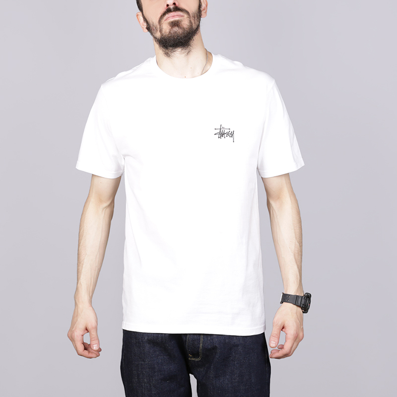 мужская белая футболка Stussy Basic Stussy Tee 1904181-white - цена, описание, фото 1