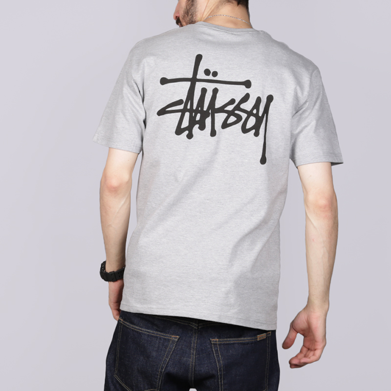 мужская серая футболка Stussy Basic Stussy Tee 1904181-grey heather - цена, описание, фото 3