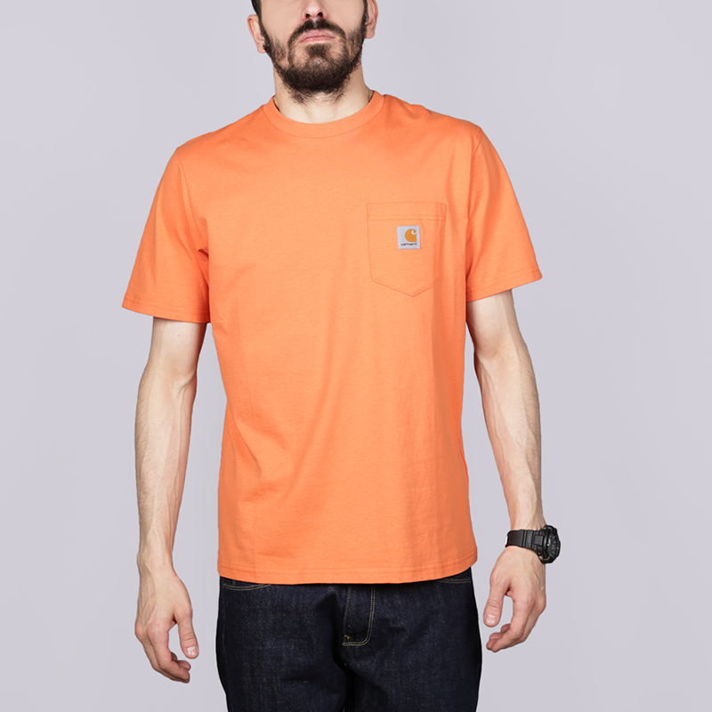 мужская оранжевая футболка Carhartt WIP S/S Pocket T-Shirt i022091-Jaffa - цена, описание, фото 2