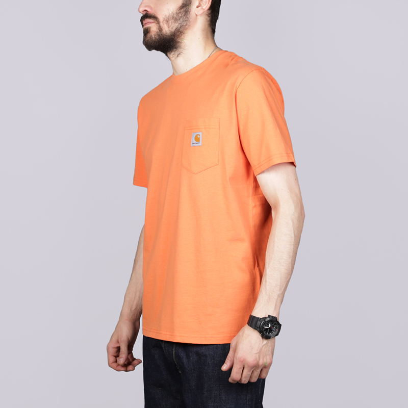 мужская оранжевая футболка Carhartt WIP S/S Pocket T-Shirt i022091-Jaffa - цена, описание, фото 1