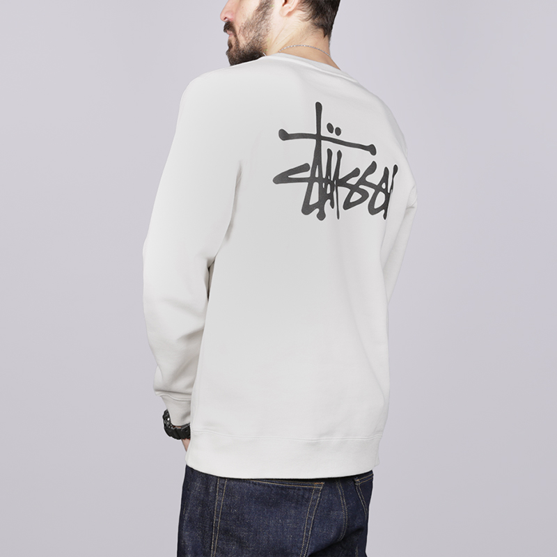 мужская бежевая толстовка Stussy Basic Stussy Crew 1914181-stone - цена, описание, фото 3