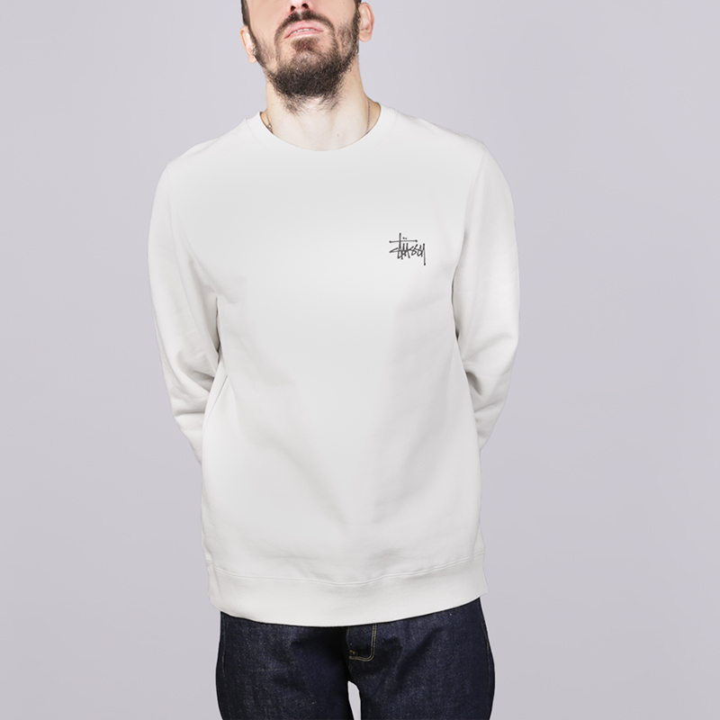 мужская бежевая толстовка Stussy Basic Stussy Crew 1914181-stone - цена, описание, фото 2