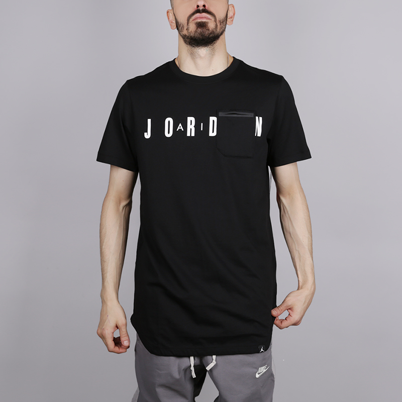 мужская черная футболка Jordan JSW Alt Hem Pocket 915937-010 - цена, описание, фото 2