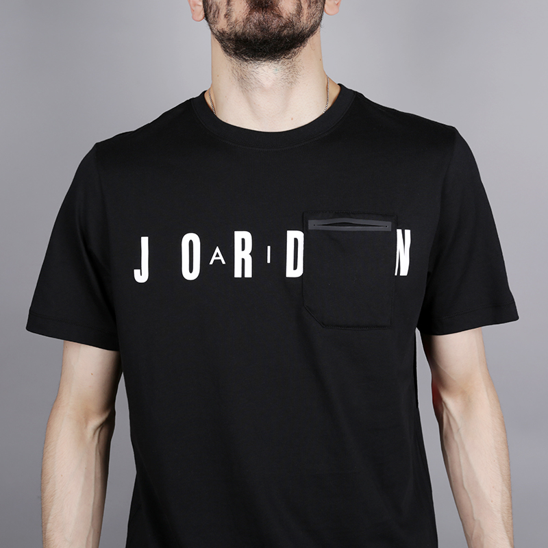 мужская черная футболка Jordan JSW Alt Hem Pocket 915937-010 - цена, описание, фото 3