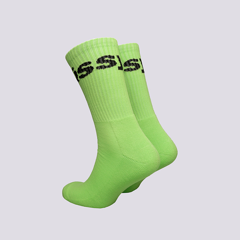 мужские зеленые носки Stussy Jacquard Logo Socks 138603-bright green - цена, описание, фото 2