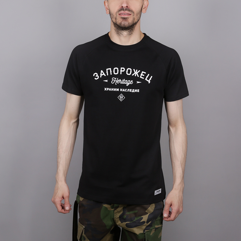 мужская черная футболка Запорожец heritage Лого Zaporojec 2-deep blk - цена, описание, фото 1