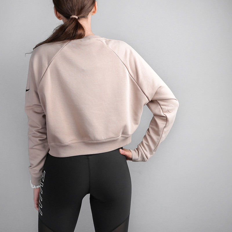 женская бежевая толстовка Nike LONGSLEEVE TRAINING SWEATSHIRT 889201-241 - цена, описание, фото 3
