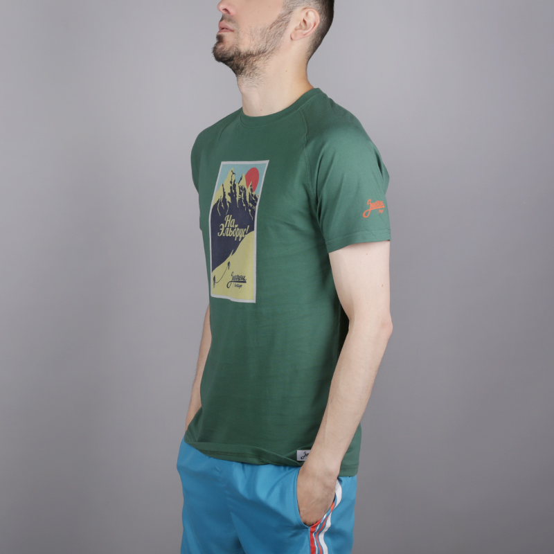 мужская зеленая футболка Запорожец heritage Эльбрус Elbrus 1-зеленый - цена, описание, фото 3