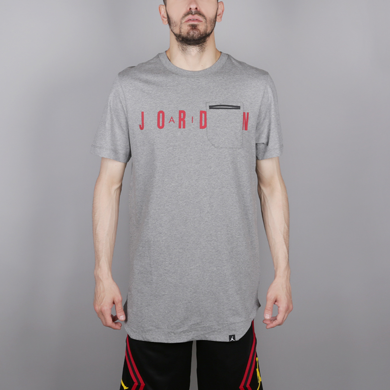 мужская серая футболка Jordan JSW Alt Hem Pocket 915937-091 - цена, описание, фото 1