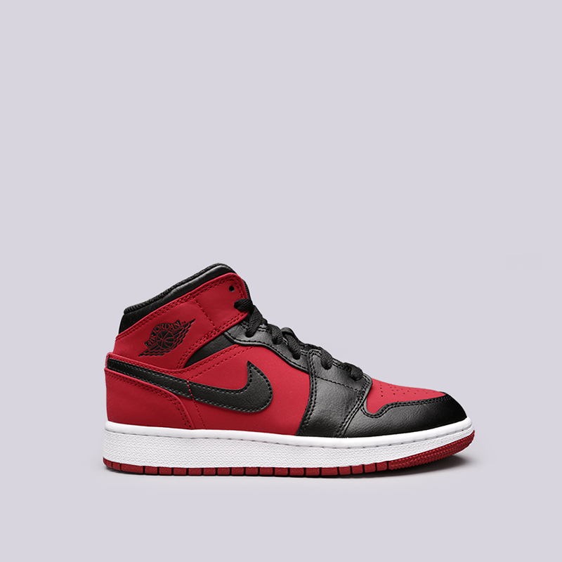 женские красные кроссовки Jordan 1 Mid BG 554725-610 - цена, описание, фото 1