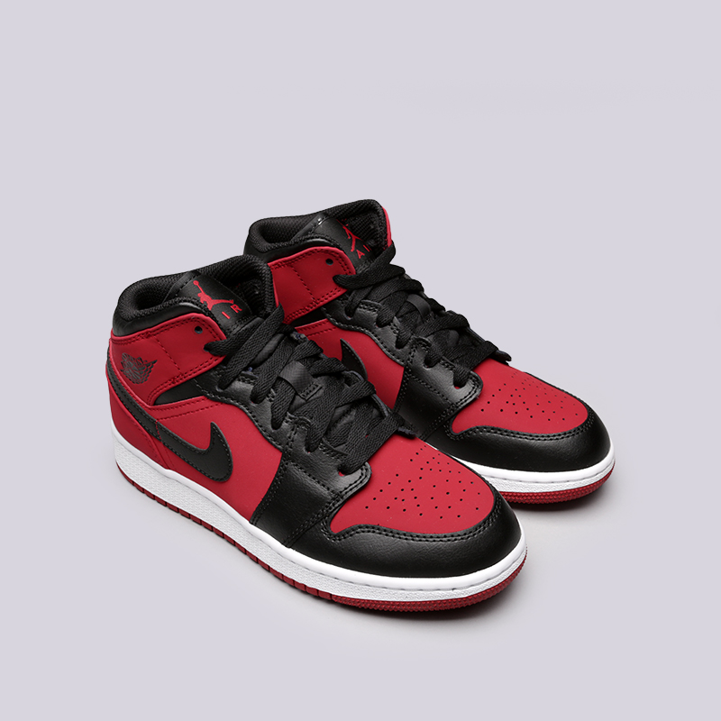 женские красные кроссовки Jordan 1 Mid BG 554725-610 - цена, описание, фото 3