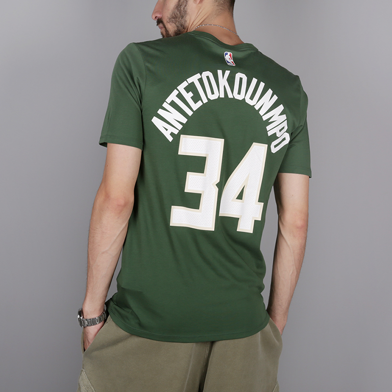 мужская зеленая футболка Nike Milwaukee Bucks Giannis Antetokounmpo 870788-323 - цена, описание, фото 4