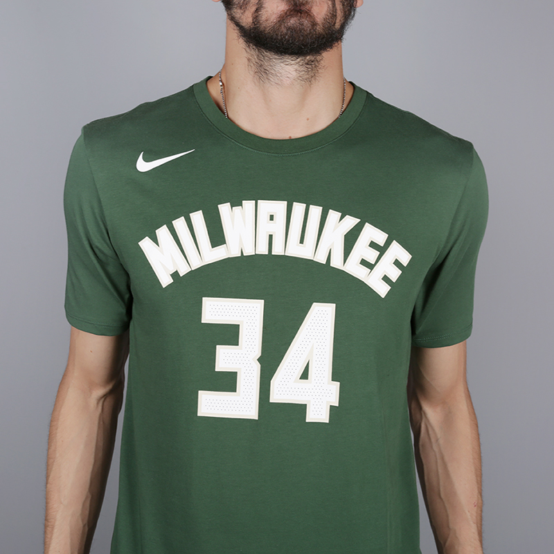 мужская зеленая футболка Nike Milwaukee Bucks Giannis Antetokounmpo 870788-323 - цена, описание, фото 2