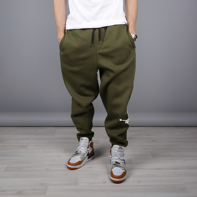 мужские зеленые брюки Jordan Jumpman Air Fleece AA1454-395 - цена, описание, фото 1