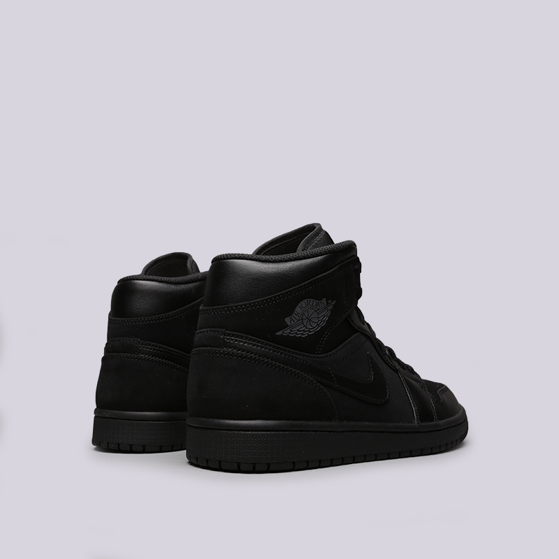 мужские черные кроссовки Jordan 1 Mid 554724-050 - цена, описание, фото 4
