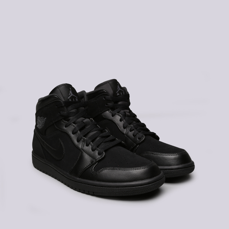 мужские черные кроссовки Jordan 1 Mid 554724-050 - цена, описание, фото 3