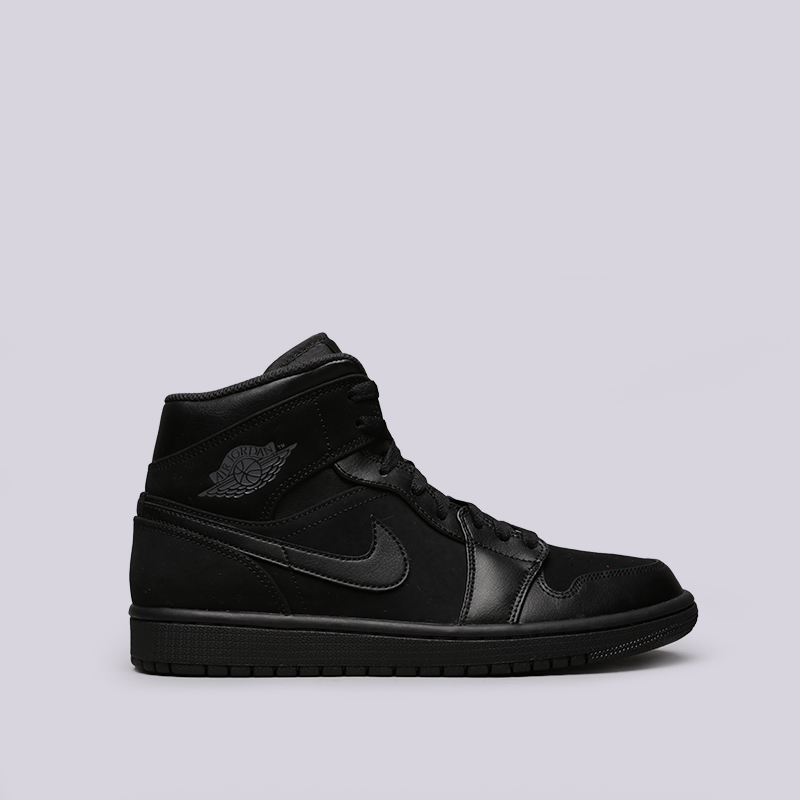 мужские черные кроссовки Jordan 1 Mid 554724-050 - цена, описание, фото 1