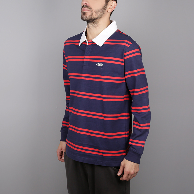 Лонгслив поло Stussy Desmond Stripels (1140097-navy)  - цена, описание, фото 3